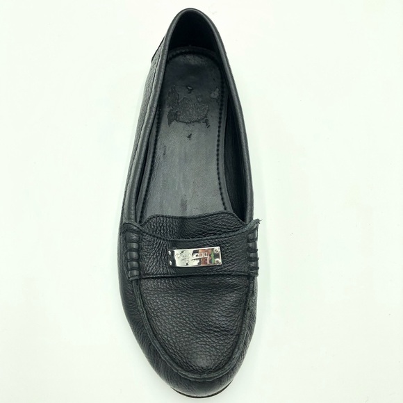 Black Coach Fredrica Pebble Grain Leather Driving Loafer Flats Size 10 - Picture 3 of 12